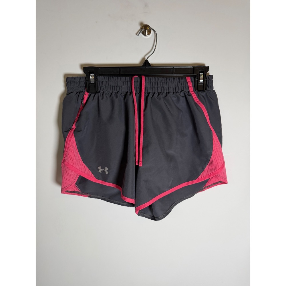 Under Armour Fly By Running Shorts Womens Small Gray Pink Athletic Gym Workout